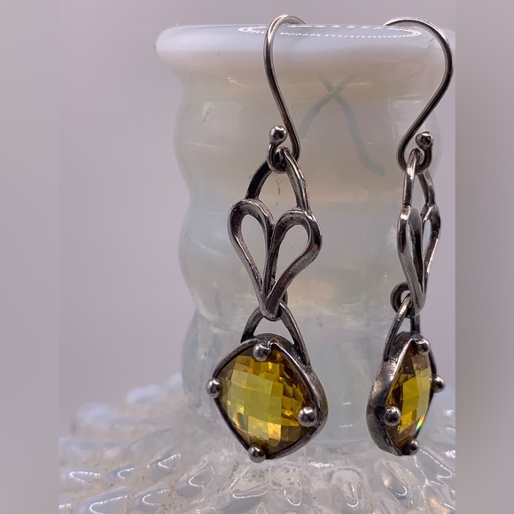Silpada RARE Sterling Faceted Citrine Heart Dangle French Wire Earrings - Picture 3 of 11